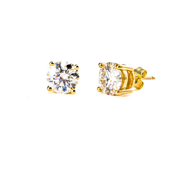Moissanite Solitaire 14KW/ 14KY Stud Earring - Picture 1 of 4